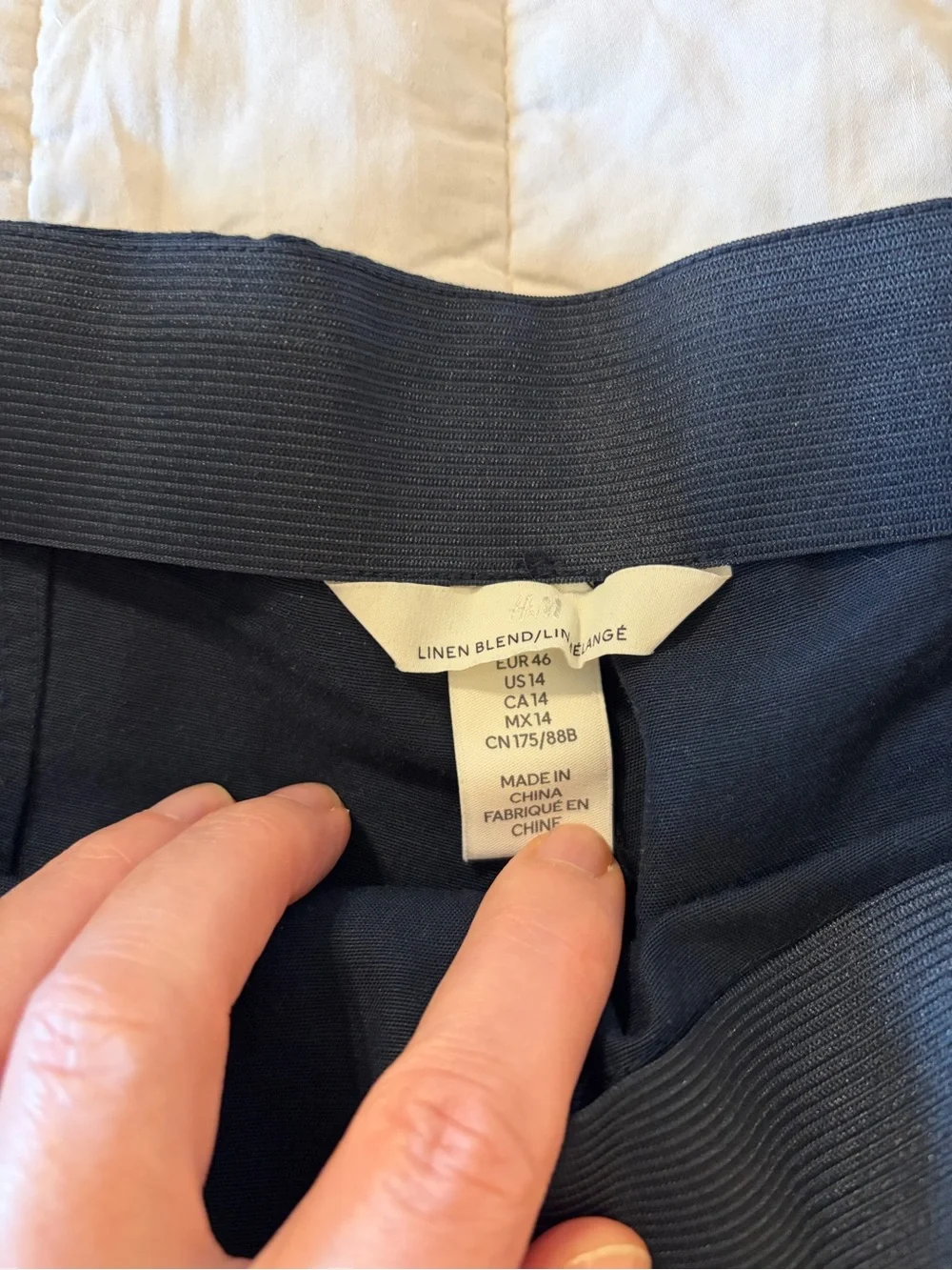 H&M Navy Linen Blend Wide-Leg Women's Pants